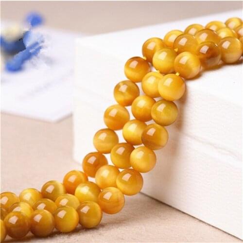 RONGQING 1String 7A Nature Stone Golden Tiger Eye Beads for Jewelry Making Bracelets Earrings 4/6/8mm