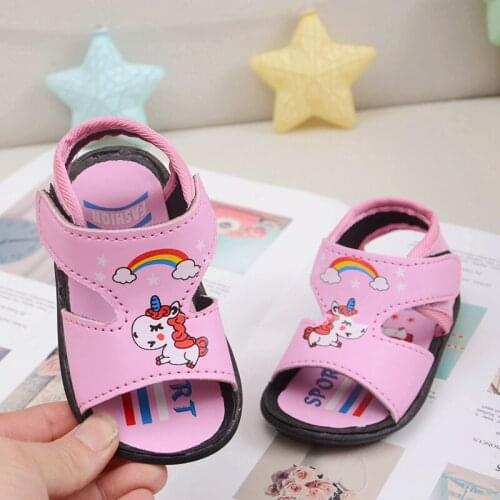 New Baby Sandals Summer Star Outdoor Shoes Rubber Flat Comfortable Non-slip Soft-sole Baby Girl Shoes Toddler First Walkers