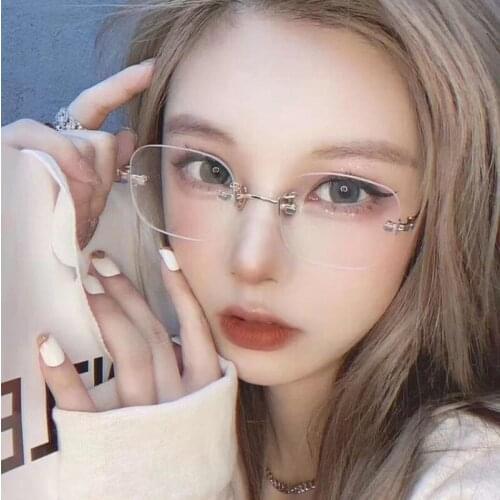 New Sunglasses Anti-blue Square Frameless Flat Mirror Metal Sunglasses Anti-blue Light Glasses Fashion Square Frame Sunglasses