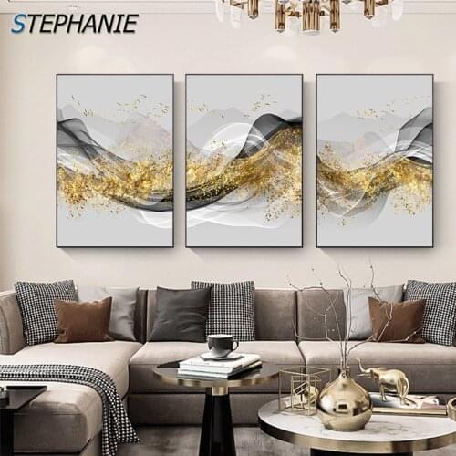 Modern Abstract Golden Black Canvas Poster Wall Art Painting Wall Pictures Nordic Posters and Prints for Living Room Home Decor