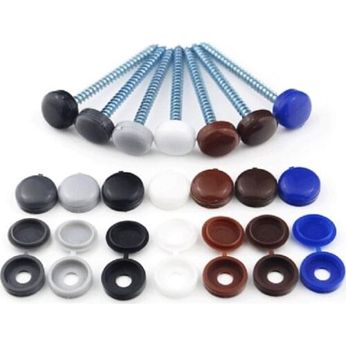 100Pcs Hinged Plastic M6 Screw Cap Cover Fold Snap Protective Cap Button For Car Furniture Decorative Nuts Cover Bolts Hardware