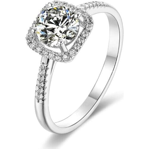 BOEYCJR 925 Silver Heart 1ct D color Moissanite VVS1 Elegant Engagement Wedding Ring With national certificate for Women Gift