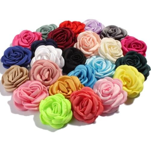 10PCS 6CM Fashion Burning Satin Flowers For Hair Accessories Roast Floral Fabric Flowers For Wedding Bouquet Headbands