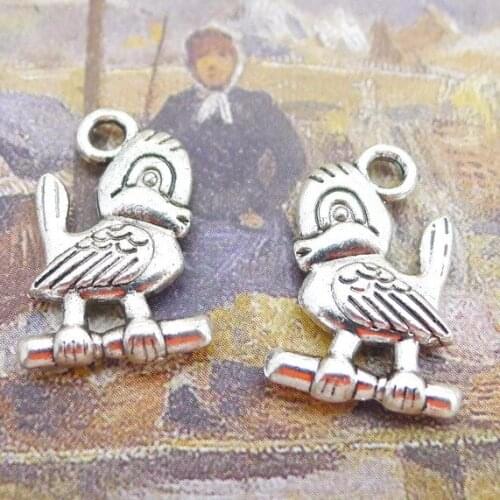 Newest 15Pieces 19*12mm Mixed Alloy Antique Silver Color Little Bird Charms Bracelet Pendant Accessory For DIY Jewelry Making
