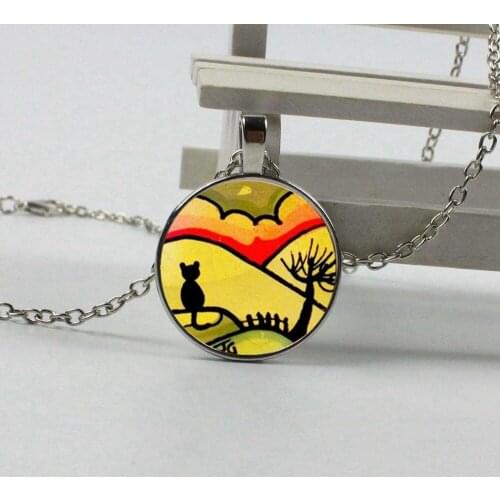 2018 new popular 3 color cat fashion crystal pendant necklace jewelry