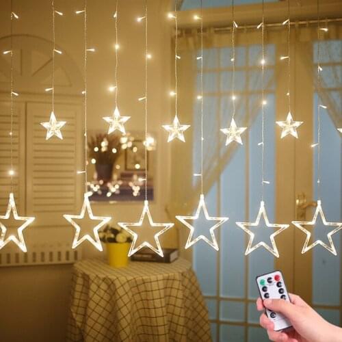 220V EU Plug 2.5M LED Star Fairy Curtain Light Christmas Garland String Lights Lamp For NEW YEAR Wedding Decoration