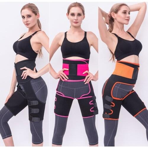 3 in 1 waist and thigh trimmer Double Compression Belt Leg Support Sweat Sauna Effect Neoprene Waist Trainer Butt Lifter Workout