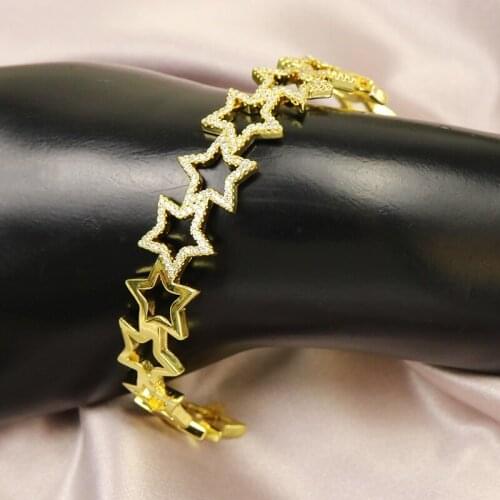 5Pcs Hollw Zircon star Bangle open metal Bracelet Hollow Star bangle jewelry Star Women bangle 8457