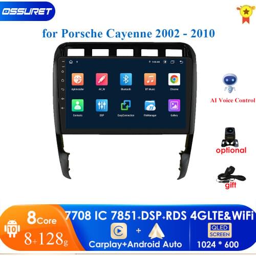 Android 10 Car Stereo Nav Radio GPS Head Unit For Porsche Cayenne 2002-2010 DSP WiFi/4GLTE Steering wheel mirror link FM frame