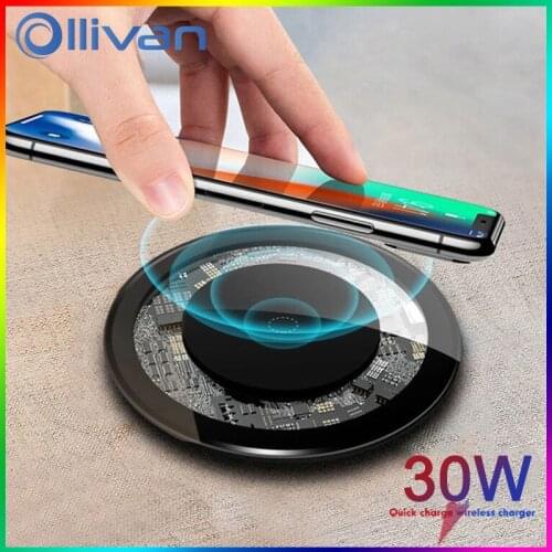 30W Qi Wireless Charger Fast Charger Pad 15W 10W Wireless Charging Pad For iPhone 12 11 Pro Mini Xs Max X Xr 8 Induction Charger