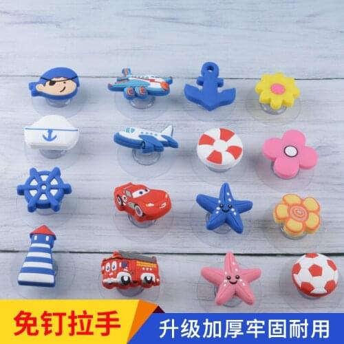 Nailless Hole-Free Handle Cabinet Wardrobe Chest of Drawer Door Sliding Door Glass Cabinet Mirror Cartoon Handle Self-Adhesive