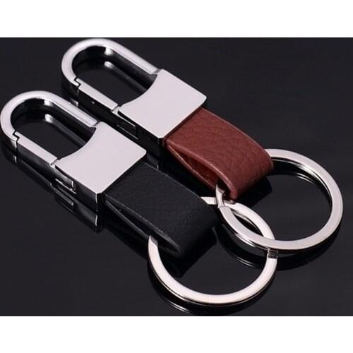 Mens Simple Key Chains Zinc Alloy PU Leather Keychain Classic Waist Holder Car Keyring for Men Novelty Trinket Hardware Pendant