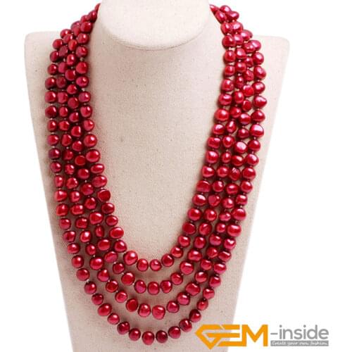 8-9mm Natural Freshwater Pearl Beaded Long Necklace For Women Gifts 80 inches DIY Fashion Pearl Yoga Meditation Necklace Gift