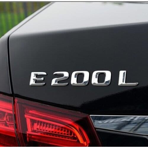 3D Alloy Chrome Silver Letter Tail Trunk Emblem LOGO For Mercedes-Benz E200L E200 E260L E260 E300L E300 E320L Car Styling