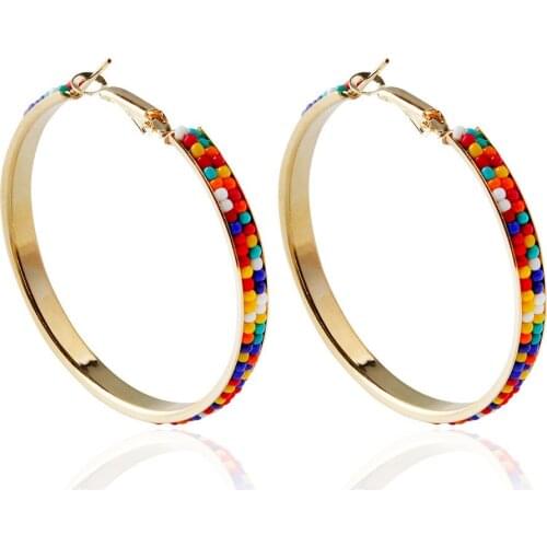 HC Fashion Fresh Color Seed Beads Bohemian Earrings Women Handmade Statement Jewelry Dress Accessories Ethnic Earrings Brincos F