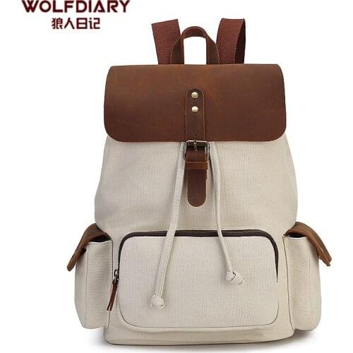 Canvas Backpack Canvas Backpack womens 2021 New Retro casual backpack Crazy Horse Leather Backpack