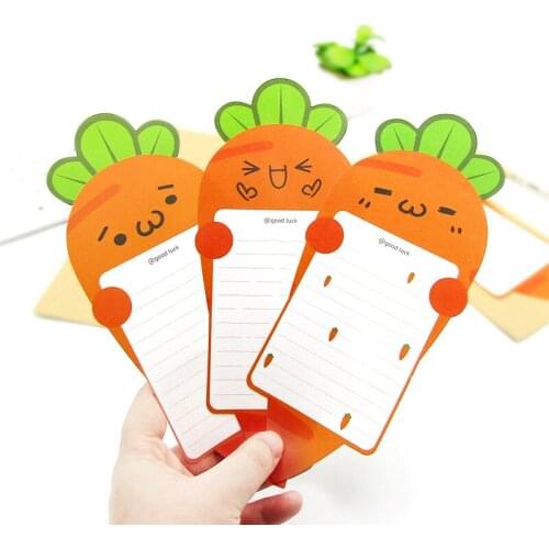 1set Carrot Shape Letter Pad Paper Kraft Paper Envelope Greeting Card Cartoons Modeling Invitation Letterhead Writing Postcard