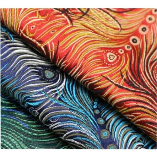 Width 29inch Brocade Costume hanfu formal dress baby clothes kimono advanced cos woven damask fabric blue silver peacock