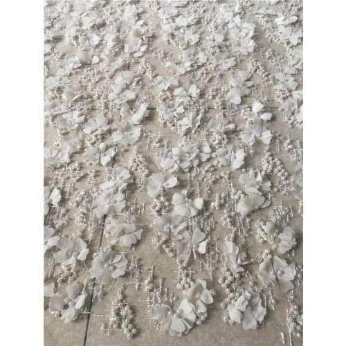 Good looking 3d plenty beads embroidewred YG-802 best quality embroidered african tulle mesh lace fabric for fashion show dress