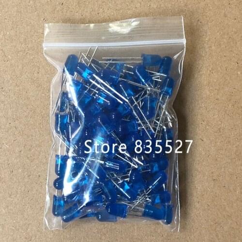 100pcs/lot F5 5MM Round LED in the color DIP Blue Turn Blue LED light emitting diode For DIY Lights lamp beads