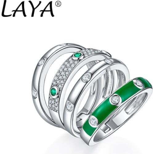 925 Sterling Silver Fashion New Style Multi-Line High Quality Zirconium Green Enamel Ring Womens Party Personality Jewelry Gift