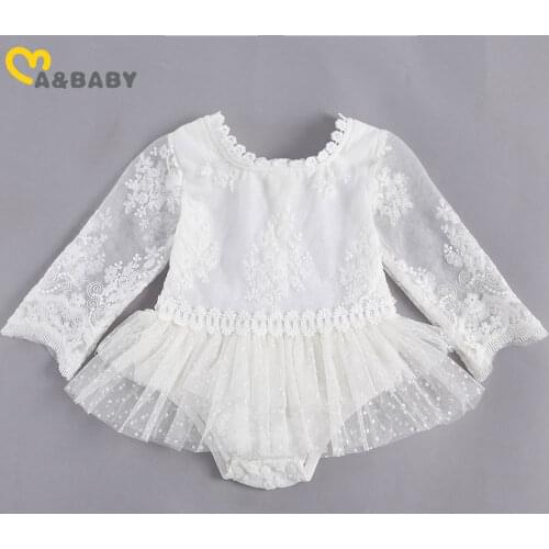 Ma&Baby 0-24M Spring Autumn Newborn Infant Baby Girls Lace Romper Princess Long Sleeve Ruffles Tulle Jumpsuit Birthday Clothes