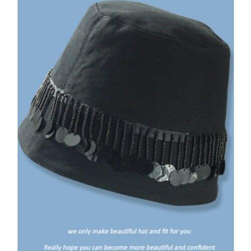 Fashion Bucket Hat For Women Black Cotton And Linen Floppy Cap With Tassel Breathable Sun Hat Men Outdoor Casual Hats