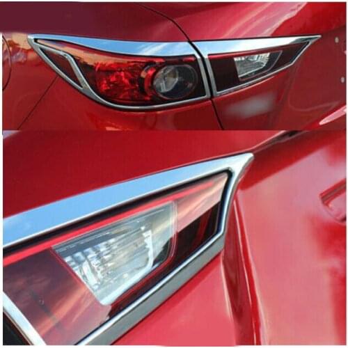 ACCESSORIES SET FIT FOR MAZDA 3 AXELA 2014 2015 2016 4-DOOR SEDAN CHROME REAR TAIL LIGHT COVER TRIM BEZEL MOLDING SURROUND