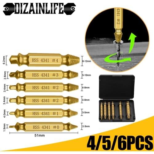 4/5/6pcs Damaged Screw Extractor Drill Bit Set Easily Take Out Broken Screw Bolt Remover Stripped Screws Remover Extractor Tools