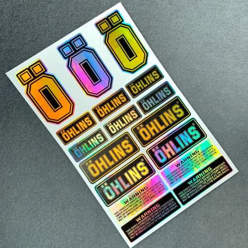 NO.L093 OHLINS Moto Sticker Accessory Laser Suspension Modification decoration Motorcycle Decal 18CM x 27CM