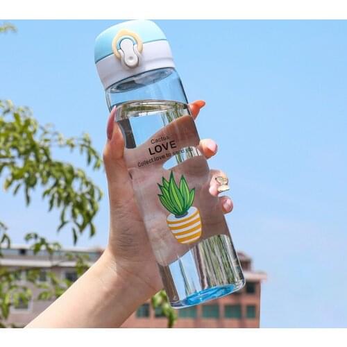 New Creative Plastic Bottle Bouncing Cap Water Bottle Korean Style Simple Fashion Sports Water Bottle