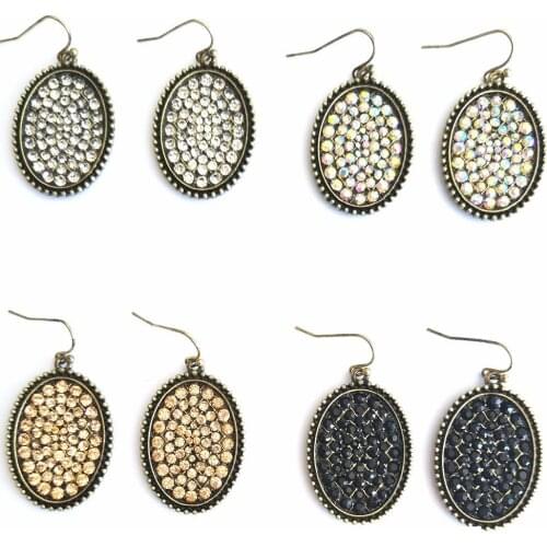 New Fashion Full Crystal Oval Designer Inspired Anti Gold Geometric Water Drop Earrings For Women