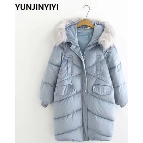 Plus Size Women Parkas Winter Coats Faux Fur Trim Hooded Outerwear Casual Solid Long Parka 4 Colors Womens cotton clothing