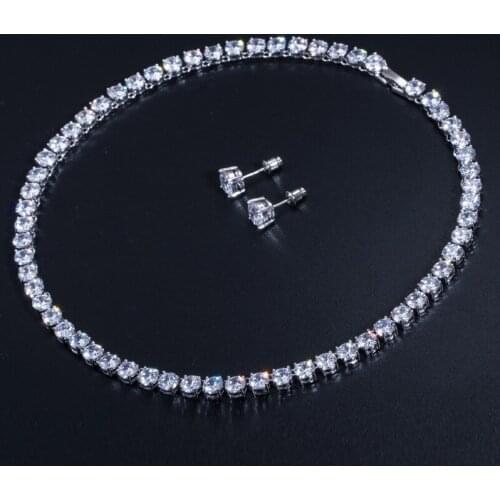 Simple Rhineston Bridal Jewelry Earring Necklace Womens Accessores 2021