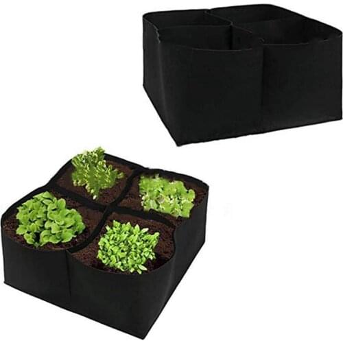 4 Hole Rectangular Planting Container Planting Bag Non-Woven Fabric Garden Plant Bed Planter Potted Plant Flower Vegetable