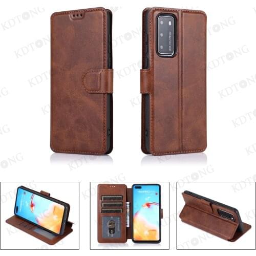 Luxury Leather Flip Case For HUAWEI P40 P30 P20 Pro Lite Retro Solid Color Phone Case For HUAWEI Mate 30 20 10 Pro Lite Cover