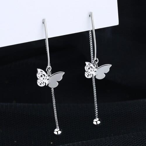 A Girl' Trendy New Romantic Butterfly Dangle Earrings Long Drop Earring Female Korean Gifts For Women Jewelry Accessories