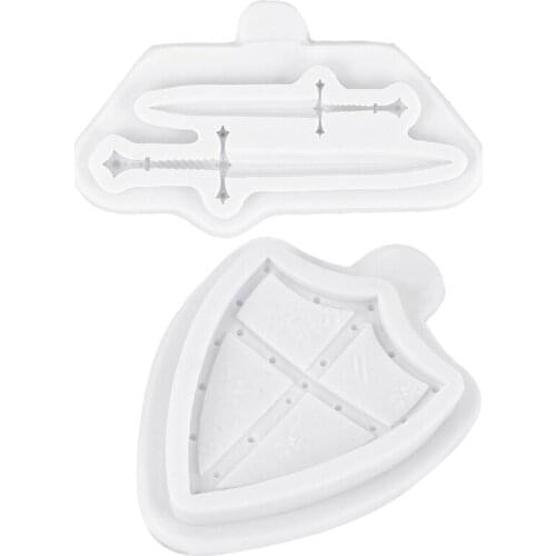 DIY Handmade Soap Making Supplies Silicone Fondant Mold Exquisite Spear and Shield Cake Decorating Candle Molds Flexible