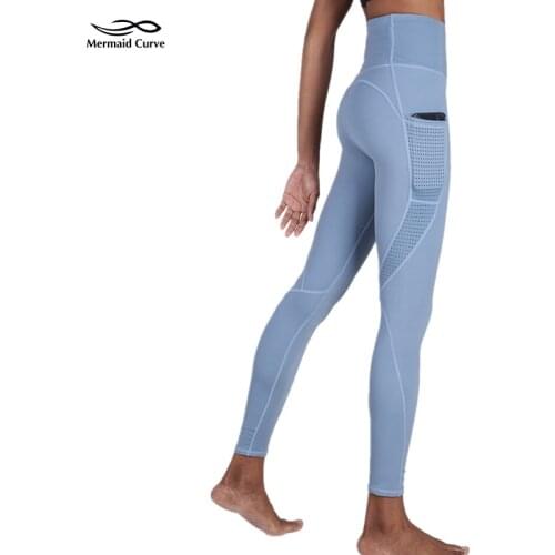 Mermaid Curve Sports Leggings For Fitness Women High Waist Thin style Outdoor Legging With Pocket, Tummy Control Tight Yoga Pant