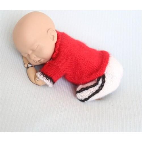 Knitted Newborn Shorts Lovely Baby Photo Suit Red Newborn Pant and Vest Baby Boy Outfit Infant Costume Photography Props RTS