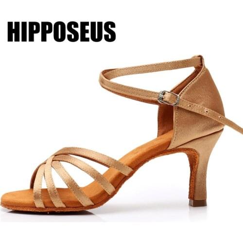 Women Tango Dance Shoes Fast delivery Girls Latin Ballroom Modern Dance Shoes Ladies High Heel Soft Dancing Shoes Black Red