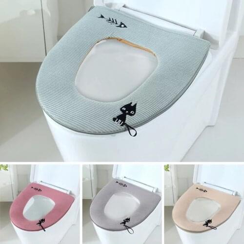 Universal Plush Toilet Seat Cover Thicken Warm Soft Plush Zipper WC Mat Toilet Mat Cushion Closestool Toilet Mat Lid Cover