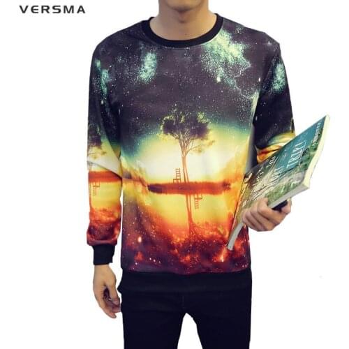 VERSMA New Men Boys 3D Galaxy Tree Printed Casual Hoodies Sweatshirts Autumn Tops Tees 3D Print Tracksuits Men Hoodie Sweatshirt