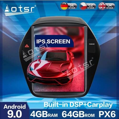 Vertical Tesla Screen PX6 Android 9 4+64GB Car Radio Player GPS Navigation Multimedia Play DSP For Hyundai IX35 Tucson 2009 -16