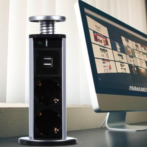 Pull Out The Power Socket Desktop Hidden Socket Desktop Socket With Two USB Ports With Three AC Is Suitable For Computer, Mobile