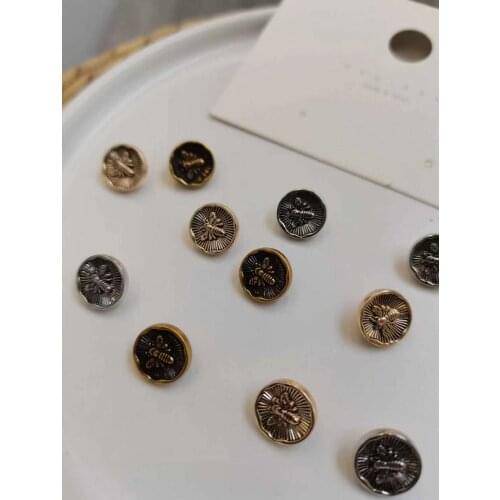 Bee High-end metal Pearl shirt, cardigan, button, Chiffon shirt, round button collar small buttons for men and women