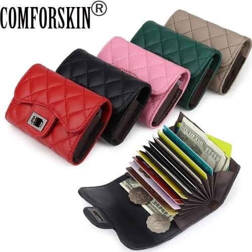 COMFORSKIN Dropshipping Card Wallet For Women Premium 100% Sheep Skin Card Case New Arrivals Genuine Leather Lady Card Holder