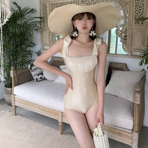 Female Swimwear One Piece Beachwear Swim Suit Plus Size For Women 2021 New Swimsuit Lace Shoulders With Sexy Print Polyester