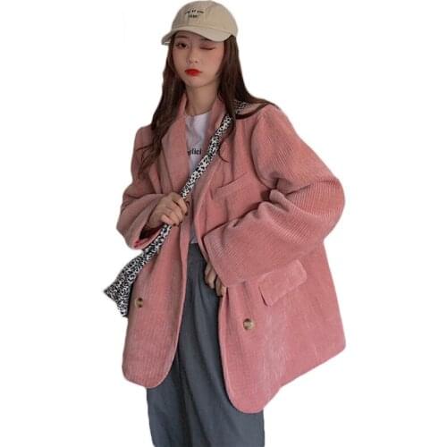 2021 Fashion Boyfriend style Gentle Suit Jacket Women Spring Autumn Retro Korean Loose Blazer Suits Female Outerwear 64A