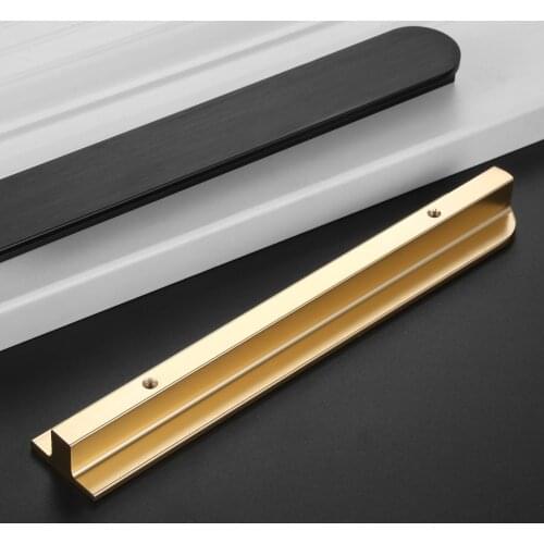 1pc Golden/Black Pull Handle Cabinet Pulls Handles Wardrobe Drawer Door Knobs Furniture Hardware Aluminium Alloy 96/128mm